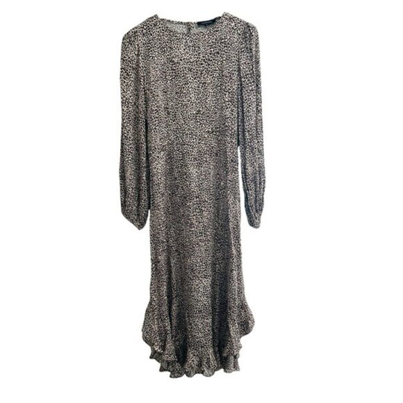 Olivaceous Tan and Black Sheath Dress with Bishop Sleeves Size Medium NWT - Picture 2 of 16